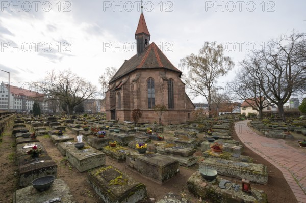 Chapel at the historic Rochus Cemetery, Beim Rochuskirchhof, Nuremberg, Middle Franconia, Bavaria,