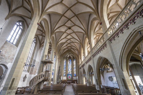 Interior of the late Gothic St John's Church, Obere Kirchgasse, Kitzingen, Lower Franconia,