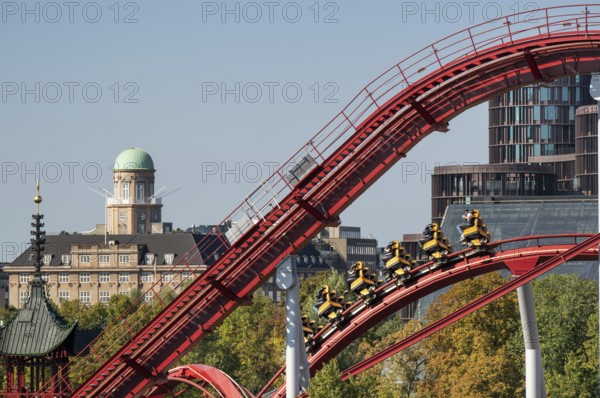 Ride, roller coaster, Tivoli amusement and recreation park, city centre, Copenhagen, Denmark,