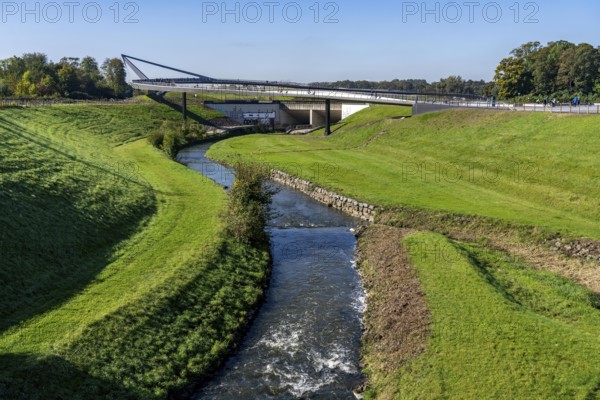 New bridge over the Rhine-Herne Canal and the Emscher, leap over the Emscher, bicycle and