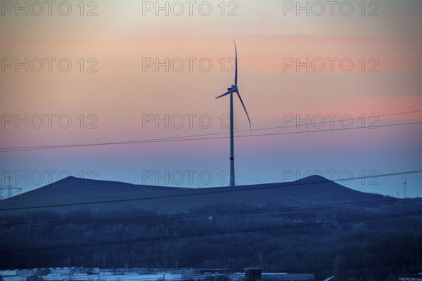 Wind turbine, by Enercon, on the Mottbruchhalde, in Gladbeck-Brauck, operated by the energy company