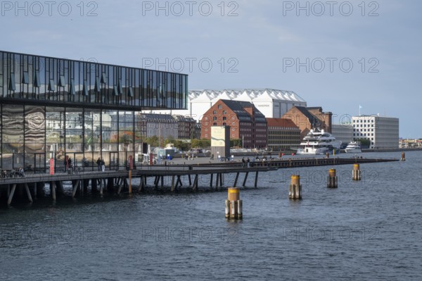 New Playhouse or Skuespilhuset, Royal Theatre, Kvæsthusbrø, in the background headquarters of the