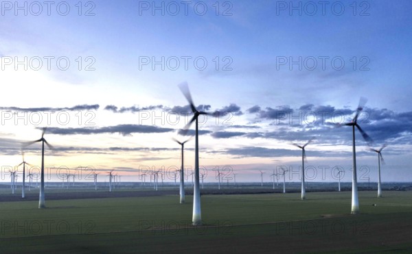 Aerial view of wind farm, Nauen, 04/12/2020