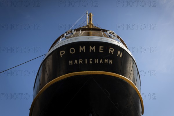 Stern, rigging, steel four-masted barque Pommern, windjammer with jubilee rig, Maritime Museum,
