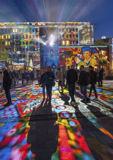 Essen Light Festival, in the city centre, light art on Kennedyplatz, the Berlin artist Daniel