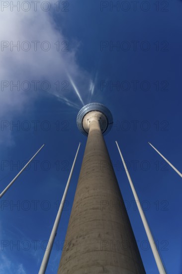 Rhine Tower in the Media Harbour in Düsseldorf, North Rhine-Westphalia, Germany, Europe