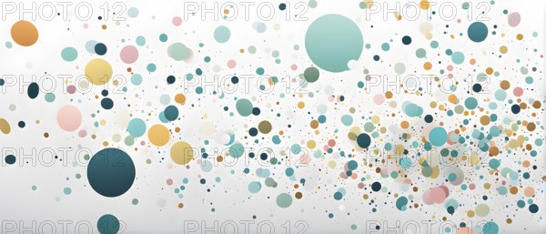 Abstract New Years Eve confetti explosion, with minimalist colored squares and circles falling