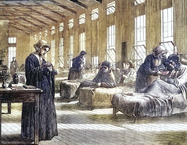 Ward in the smallpox hospital in Hampstead. This hospital was run by the Metropolitan Asylums Board