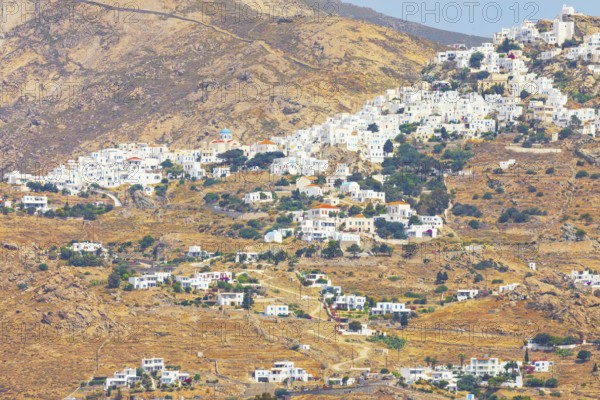 View of the hilltop village of Chora, Chora, Serifos Island, Cyclades Islands, Greece, Europe
