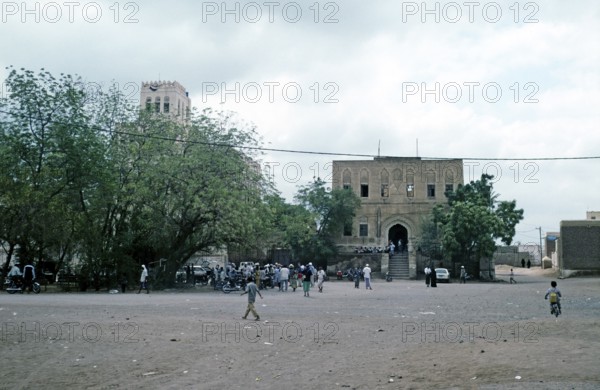 Historic buildings on the main square of the old town of Zebid, Zabid, Yemen 1998 UNESCO World