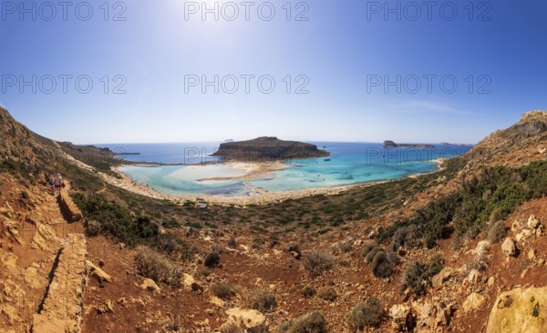 Beach and bay of Balos, Gramvousa peninsula, Kolimbari, West Crete, Crete, Greece, Europe