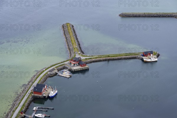 View of Ramberg harbour, harbour pier, Lofoten, Norway, Europe