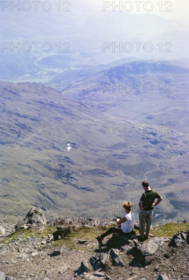 View from the summit of Mount Snowdon, Snowdonia, North Wales, Great Britain 1966