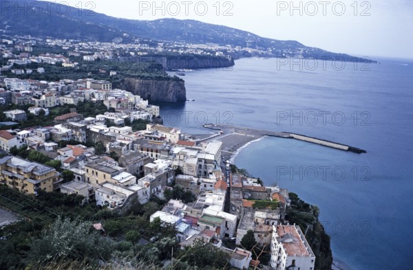 Landscape of the coast and the city of Sorrento, Gulf of Naples, Italy 1998