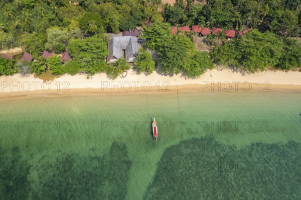 Haad Lang Khao beach and Le Dugong Libong Beach Resort on the island of Koh Libong seen from the