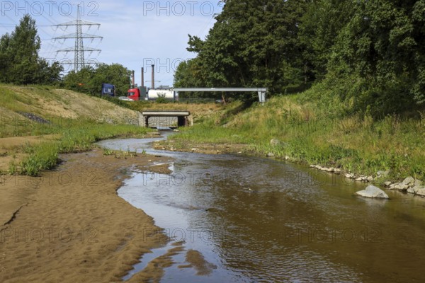Bottrop, North Rhine-Westphalia, Germany, Renaturalised Boye, the tributary of the Emscher, was