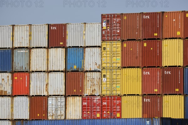 Duisburg, Ruhr area, North Rhine-Westphalia, Germany - Duisburg harbour, containers at the
