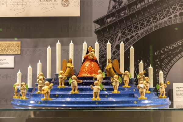 Angel Mountain with Madonna and various angel figurines in the Wendt & Kühn World in Grünhainichen,