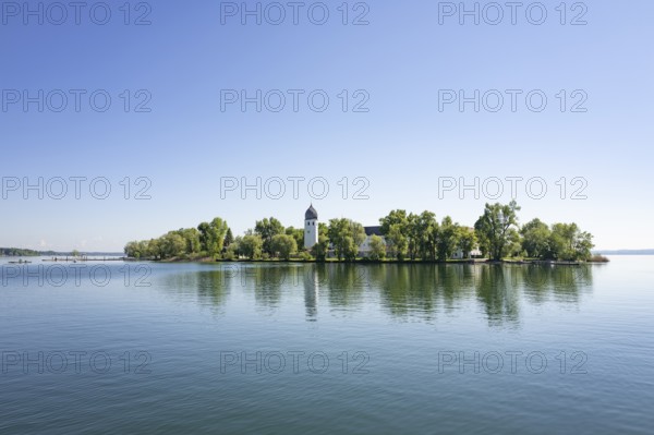 View of the Fraueninsel, Chiemsee, Bavaria, Germany, Europe