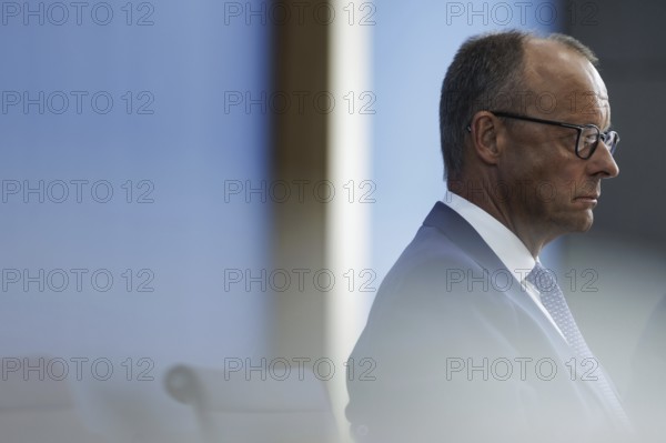 Friedrich Merz, CDU party chairman, at the Federal Press Conference on the consequences of Solingen