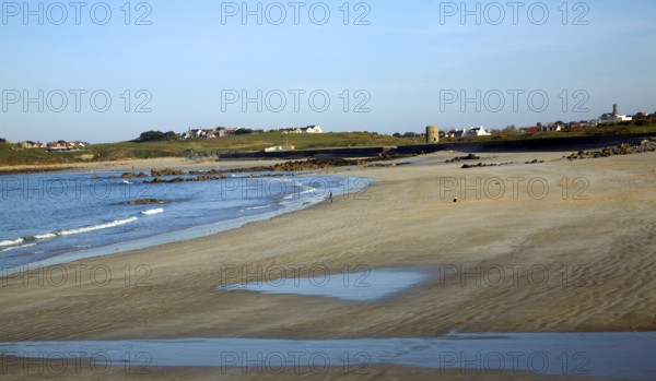 Vazon Bay sandy beach low tide Guernsey, Channel Islands