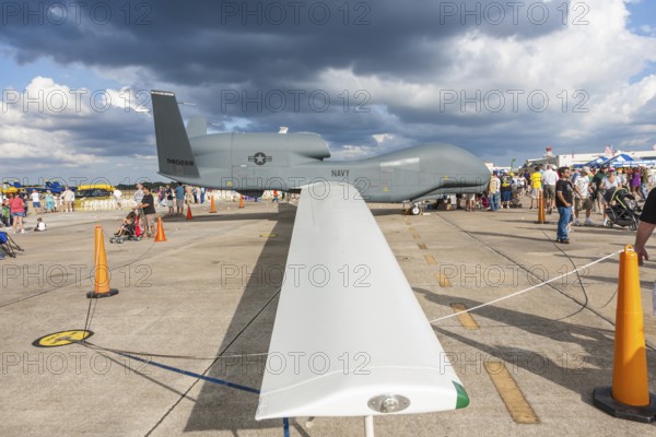 Northrop Grumman RQ-4 Global Hawk Unmanned Aerial Vehicle (UAV) drone at air show at NAS