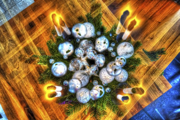 Advent wreath, candles, fir branches, Christmas arrangement, Christmas motif, Christmas, Christmas,