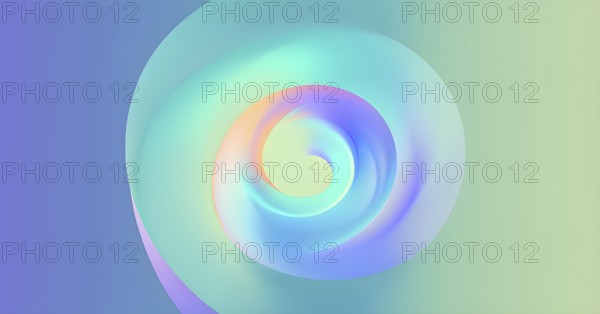 Spiral shape that slowly expands, rotates, and shifts colors in a soft gradient, invoking a