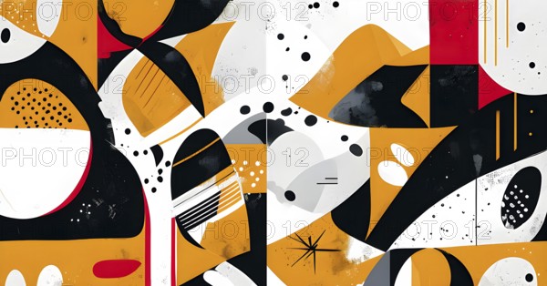 Illustration of an abstract Easter egg design with geometric patterns, bold colors, and a mix of