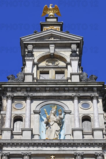 Historic City Hall Stadthuis on the Grote Markt, detailed view, patron saint Mother of God on the