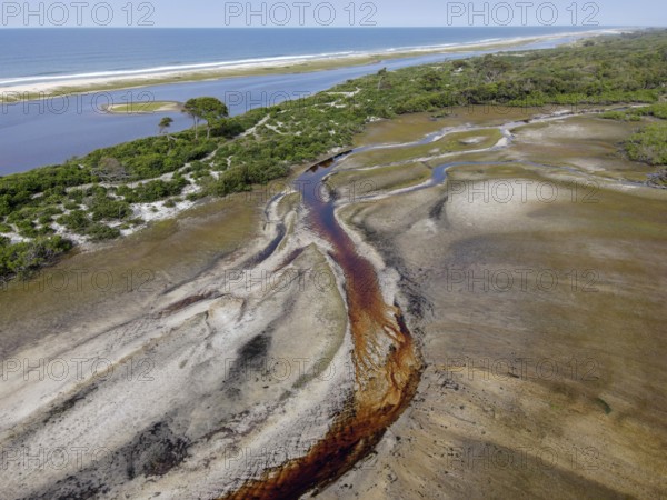 Landscape in Loango National Park, Parc National de Loango, Atlantic Ocean, aerial view,