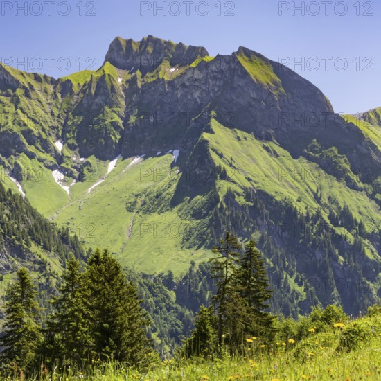 Schneck, 2268m, Himmelhorn, 2111m, with the Rädlergrat, Daumengruppe and Großer Wilder, 2379m,