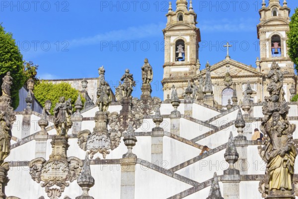 Monumental baroque stairway leading Bom Jesus do Monte church, Braga, Minho Province, Portugal,