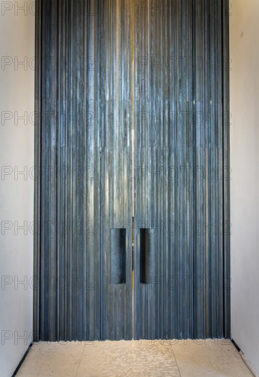 Modern gate at St Hedwig's Cathedral, Catholic Episcopal Church, Bebelplatz Berlin, Germany, Europe