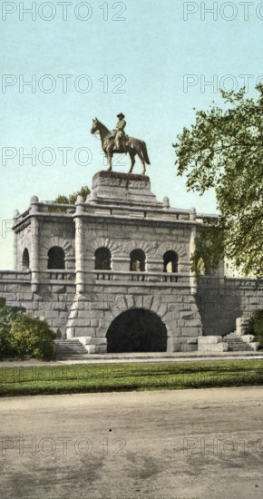 The Grant Monument in Lincoln Park, Chicago, USA, Historic, digitally restored reproduction from a