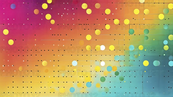 Striking multicolored dot matrix that creates an abstract background, blending vibrant hues in a