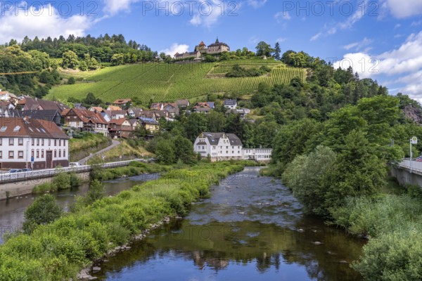 Eberstein Castle and Obertsrot on the River Murg, Gernsbach, Murg Valley, Black Forest,