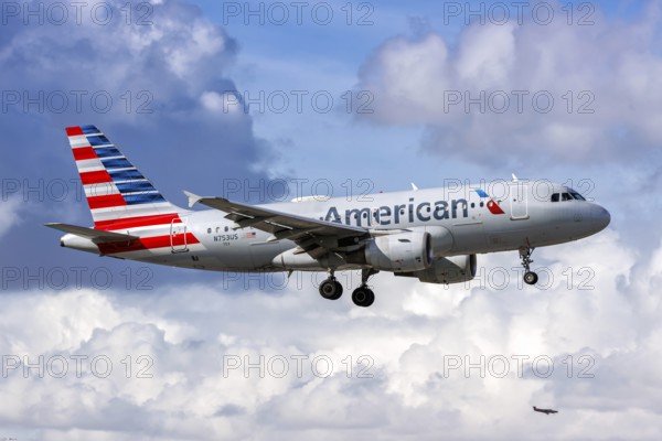 An American Airlines Airbus A319 aircraft with the registration number N753US at Miami Airport,