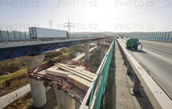 Hagen, North Rhine-Westphalia, Germany - New construction of the A45 Lennetal motorway bridge, the