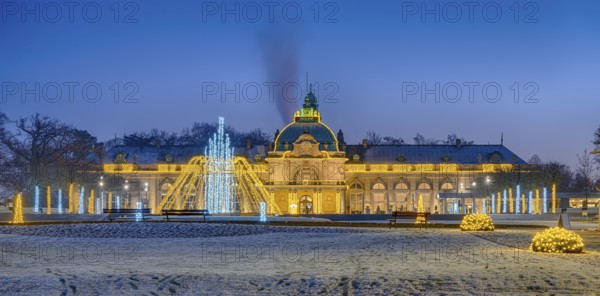 Christmas lights Snow Winter spa garden Kaiserpalais Bad Oeynhausen Germany
