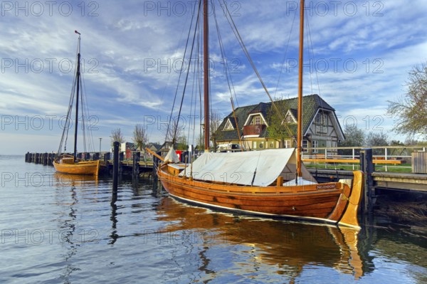 Fischland Brauerei, brewery and Zeesenboote, traditional sailing boats in Althagen harbour,