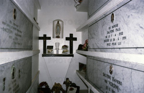 Cimetière d'Ajaccio, cemetery at Ajaccio, Corsica, France in 1998 inside family burial crypt