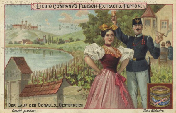 Picture series The course of the Danube, Austria, Liebig picture, digitally restored reproduction