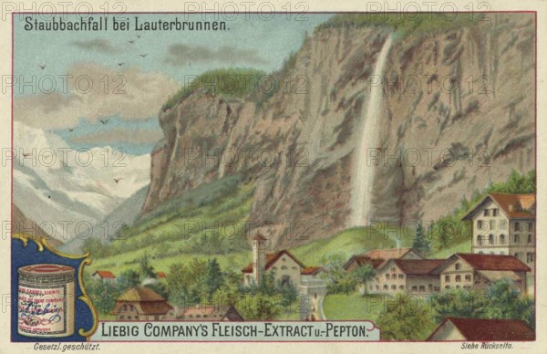 Picture series Waterfalls of the World, The Staubbach Falls near Lauterbrunnen, Switzerland, Liebig