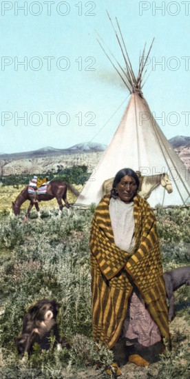 A Crow Indian, United States of America, USA, digitally restored reproduction from a 19th century