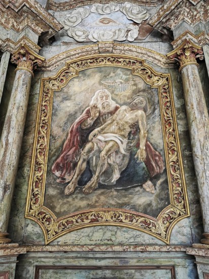 Altarpiece Holy Trinity, God the Father, Jesus and the Holy Spirit in the chapel of the pilgrimage