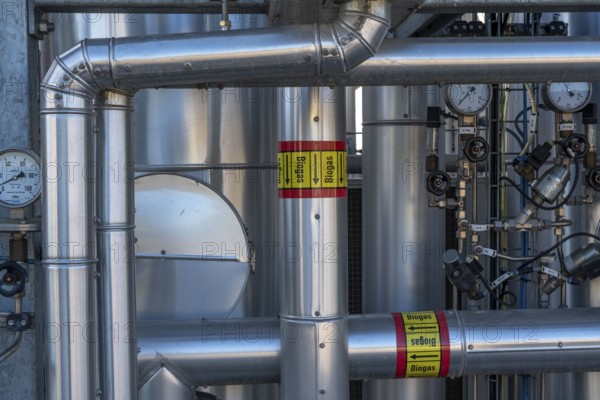 Biogas upgrading plant, purification of biogas from organic waste, green waste and contents of the
