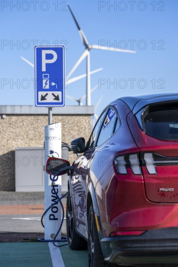 Electric car fast charging station, from the Dutch provider PowerGo, in the ferry harbour of