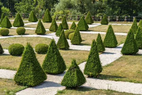 Baroque gardens of Bürresheim Castle, castle north-west of Mayen in Nettetal, Rhineland-Palatinate,