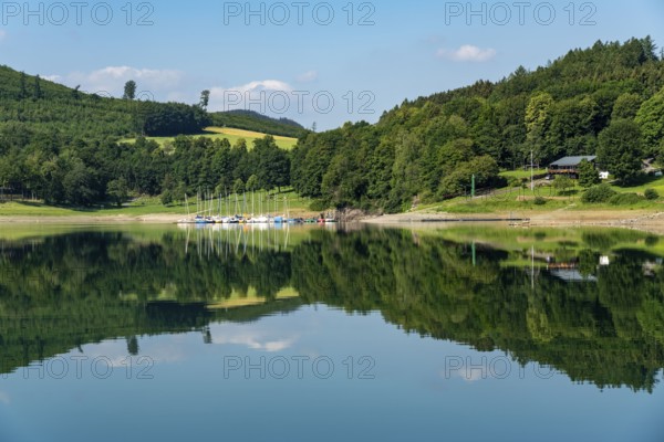 The Hennesee, Hennetalsperre in the Sauerland, Hochsauerlandkreis, near Meschede, North